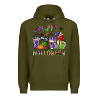 Army Green happy halloween coffee cups Premium Hoodie - AdoDesignShop