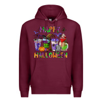 Burgundy happy halloween coffee cups Premium Hoodie - AdoDesignShop