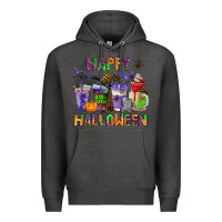 Charcoal Heather happy halloween coffee cups Premium Hoodie - AdoDesignShop