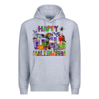 Heather Grey happy halloween coffee cups Premium Hoodie - AdoDesignShop