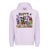 Lilac happy halloween coffee cups Premium Hoodie - AdoDesignShop