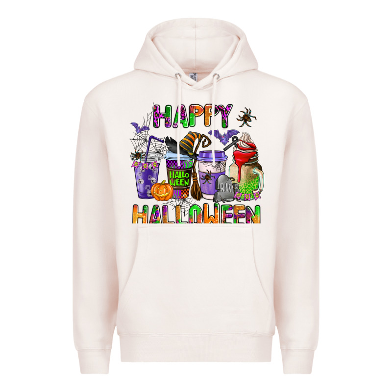 Happy Halloween Coffee Cups Premium Hoodie by AdoDesignShop | Teevron