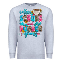 Heather Grey coffee scrubs and rubber gloves Premium Sweatshirt - Zillion Design Studio