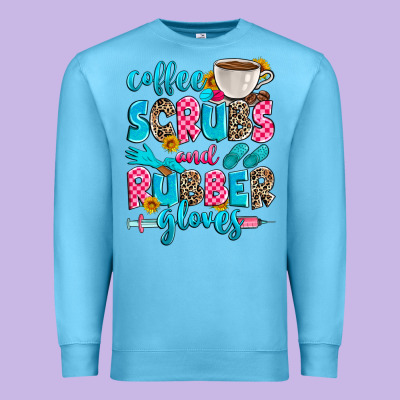 Coffee Scrubs And Rubber Gloves Premium Sweatshirt Designed By Zillion Design Studio
