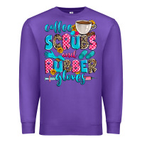 Purple coffee scrubs and rubber gloves Premium Sweatshirt - Zillion Design Studio