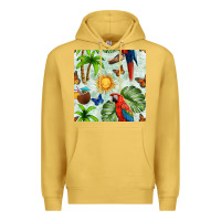 Antique Gold parrot in the sun seamless pattern Premium Hoodie - BundleAndBundleShop