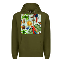 Army Green parrot in the sun seamless pattern Premium Hoodie - BundleAndBundleShop
