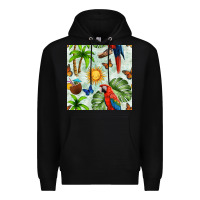 Black parrot in the sun seamless pattern Premium Hoodie - BundleAndBundleShop