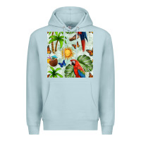 Blue Mist parrot in the sun seamless pattern Premium Hoodie - BundleAndBundleShop