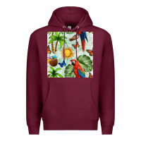 Burgundy parrot in the sun seamless pattern Premium Hoodie - BundleAndBundleShop
