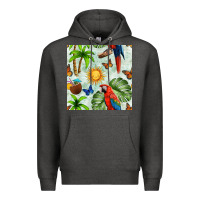 Charcoal Heather parrot in the sun seamless pattern Premium Hoodie - BundleAndBundleShop