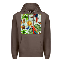 Coffee parrot in the sun seamless pattern Premium Hoodie - BundleAndBundleShop