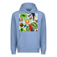 Colony Blue parrot in the sun seamless pattern Premium Hoodie - BundleAndBundleShop