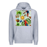 Heather Grey parrot in the sun seamless pattern Premium Hoodie - BundleAndBundleShop
