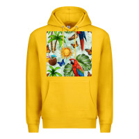 Lemon parrot in the sun seamless pattern Premium Hoodie - BundleAndBundleShop