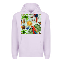 Lilac parrot in the sun seamless pattern Premium Hoodie - BundleAndBundleShop