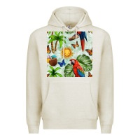 Oatmeal Heather parrot in the sun seamless pattern Premium Hoodie - BundleAndBundleShop