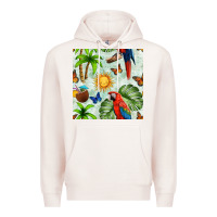 Pale Pink parrot in the sun seamless pattern Premium Hoodie - BundleAndBundleShop