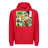 Red parrot in the sun seamless pattern Premium Hoodie - BundleAndBundleShop