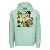 Seafoam parrot in the sun seamless pattern Premium Hoodie - BundleAndBundleShop
