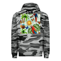 Slate Camo parrot in the sun seamless pattern Premium Hoodie - BundleAndBundleShop