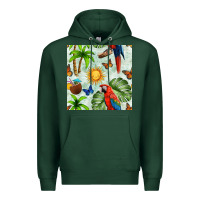 Sports Green parrot in the sun seamless pattern Premium Hoodie - BundleAndBundleShop