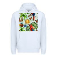 White parrot in the sun seamless pattern Premium Hoodie - BundleAndBundleShop