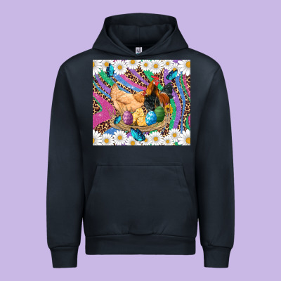 Easter Farm Chicken Chick Rooster Daisys Butterfly Sunflower Eggs Glit Urban Hoodie Designed By Artiststas