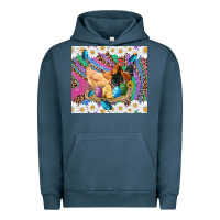 Pigment Midnight Navy easter farm chicken chick rooster daisys butterfly sunflower eggs glit Urban Hoodie - Artiststas