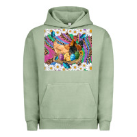 Pigment Oil Green easter farm chicken chick rooster daisys butterfly sunflower eggs glit Urban Hoodie - Artiststas