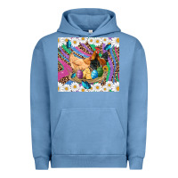 Pigment Pebble Blue easter farm chicken chick rooster daisys butterfly sunflower eggs glit Urban Hoodie - Artiststas