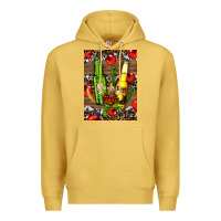 Antique Gold beer bottles with wheat and barley Premium Hoodie - AdoDesignShop