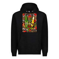 Black beer bottles with wheat and barley Premium Hoodie - AdoDesignShop