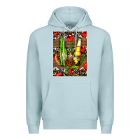 Blue Mist beer bottles with wheat and barley Premium Hoodie - AdoDesignShop