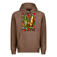 Chestnut beer bottles with wheat and barley Premium Hoodie - AdoDesignShop