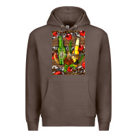 Coffee beer bottles with wheat and barley Premium Hoodie - AdoDesignShop