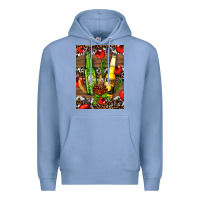 Colony Blue beer bottles with wheat and barley Premium Hoodie - AdoDesignShop