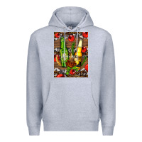 Heather Grey beer bottles with wheat and barley Premium Hoodie - AdoDesignShop