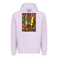 Lilac beer bottles with wheat and barley Premium Hoodie - AdoDesignShop