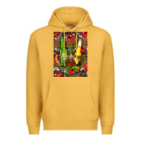 Mustard beer bottles with wheat and barley Premium Hoodie - AdoDesignShop