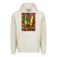 Oatmeal Heather beer bottles with wheat and barley Premium Hoodie - AdoDesignShop