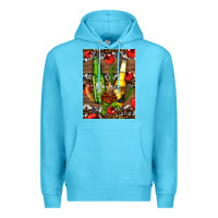Ocean Blue beer bottles with wheat and barley Premium Hoodie - AdoDesignShop