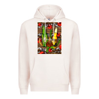 Pale Pink beer bottles with wheat and barley Premium Hoodie - AdoDesignShop