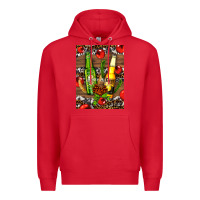 Red beer bottles with wheat and barley Premium Hoodie - AdoDesignShop