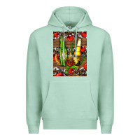 Seafoam beer bottles with wheat and barley Premium Hoodie - AdoDesignShop