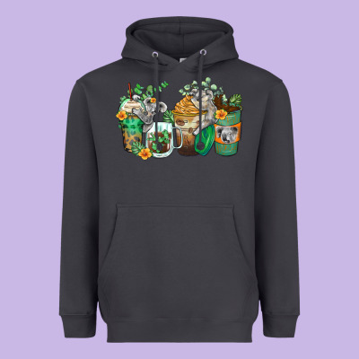 Koala Coffee Cups Heavyweight Hoodie Designed By Zillion Design Studio