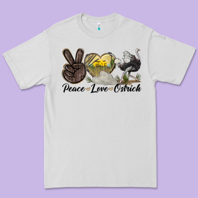 Peace Love Ostrich Premium Tee Designed By Lillyallendesigns