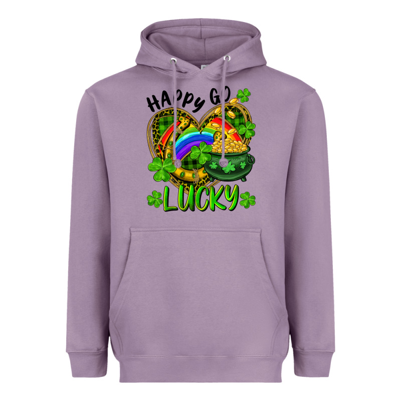 Happy Go Lucky Pot Of Gold And Rainbow Heart Heavyweight Hoodie by RanaPortraitStore | Teevron