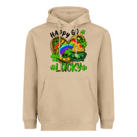 Mushroom Happy Go Lucky Pot Of Gold And Rainbow Heart Heavyweight Hoodie - RanaPortraitStore