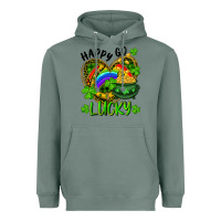 Sage Happy Go Lucky Pot Of Gold And Rainbow Heart Heavyweight Hoodie - RanaPortraitStore